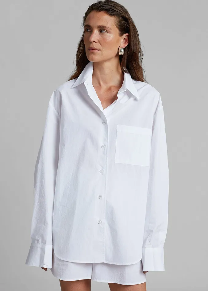 The Frankie Shop Tops Lui Organic Cotton Shirt 8211 White 8211 Women