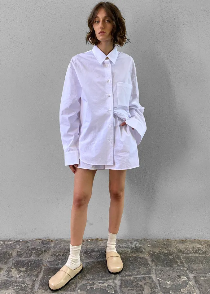 The Frankie Shop Tops Lui Organic Cotton Shirt 8211 White 8211 Women