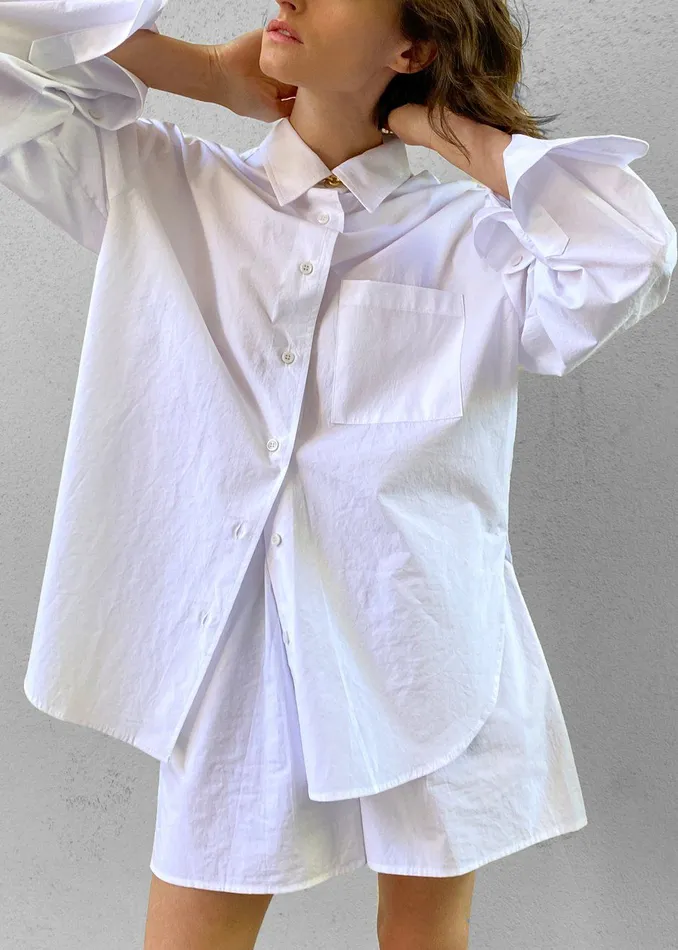 The Frankie Shop Tops Lui Organic Cotton Shirt 8211 White 8211 Women