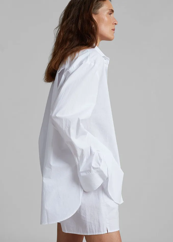 The Frankie Shop Tops Lui Organic Cotton Shirt 8211 White 8211 Women