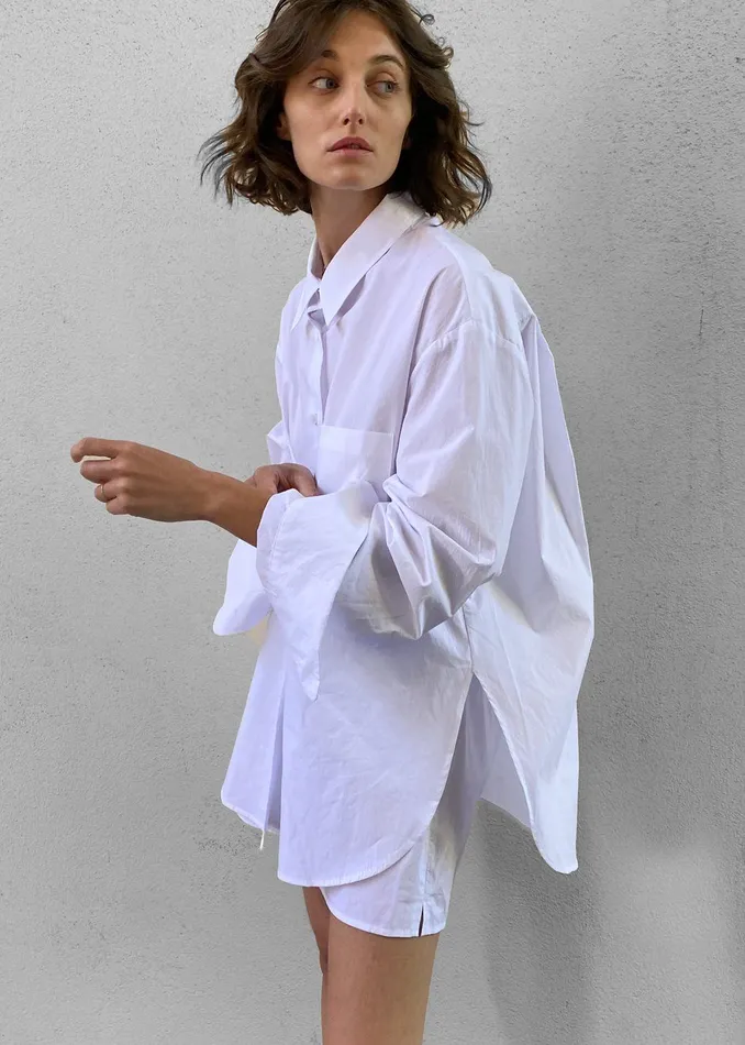 The Frankie Shop Tops Lui Organic Cotton Shirt 8211 White 8211 Women