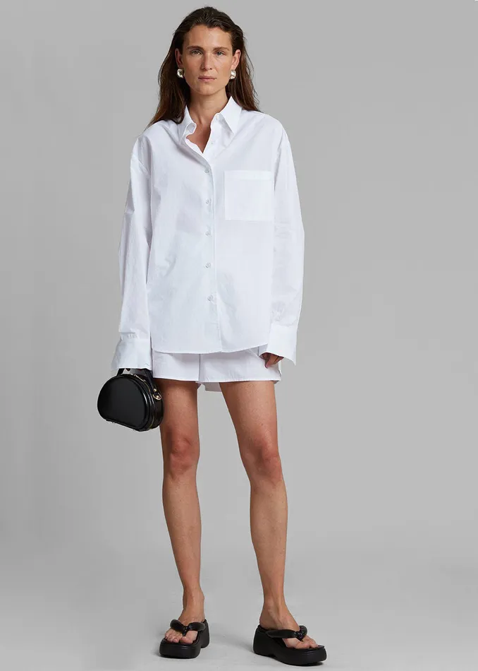 The Frankie Shop Tops Lui Organic Cotton Shirt 8211 White 8211 Women
