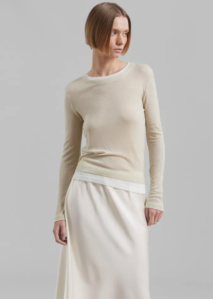 The Frankie Shop Tops Scottie Layered Tee 8211 Butter 8211 Women