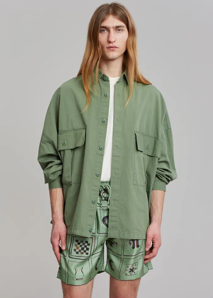 The Frankie Shop Tops Seb Cargo Shirt 8211 Army Green 8211 Men