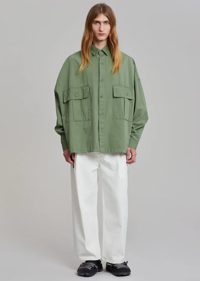 The Frankie Shop Tops Seb Cargo Shirt 8211 Army Green 8211 Men