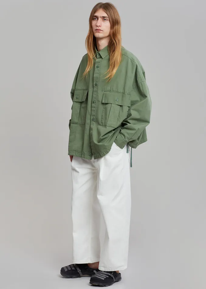 The Frankie Shop Tops Seb Cargo Shirt 8211 Army Green 8211 Men