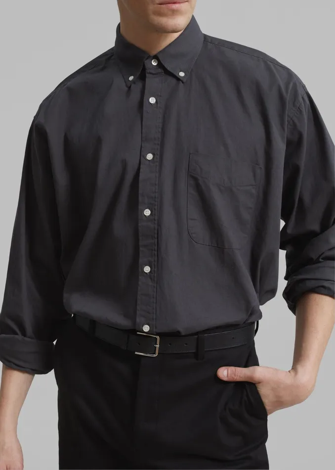 The Frankie Shop Tops Sinclair Shirt 8211 Charcoal 8211 Men