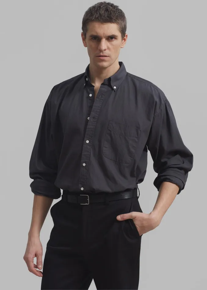 The Frankie Shop Tops Sinclair Shirt 8211 Charcoal 8211 Men