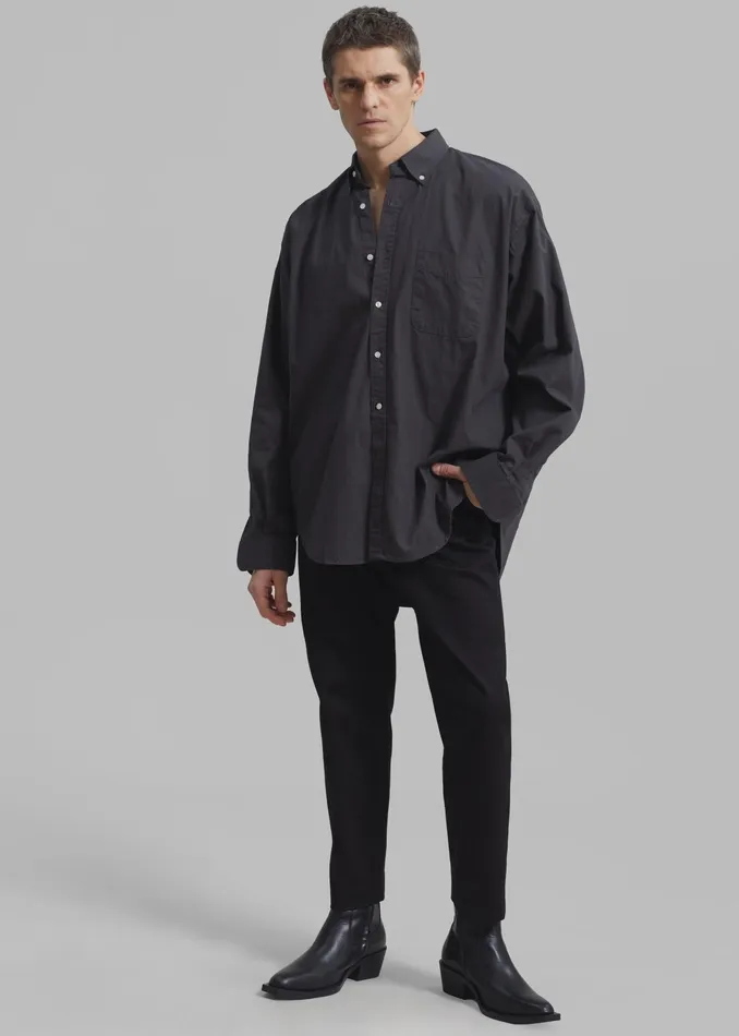 The Frankie Shop Tops Sinclair Shirt 8211 Charcoal 8211 Men