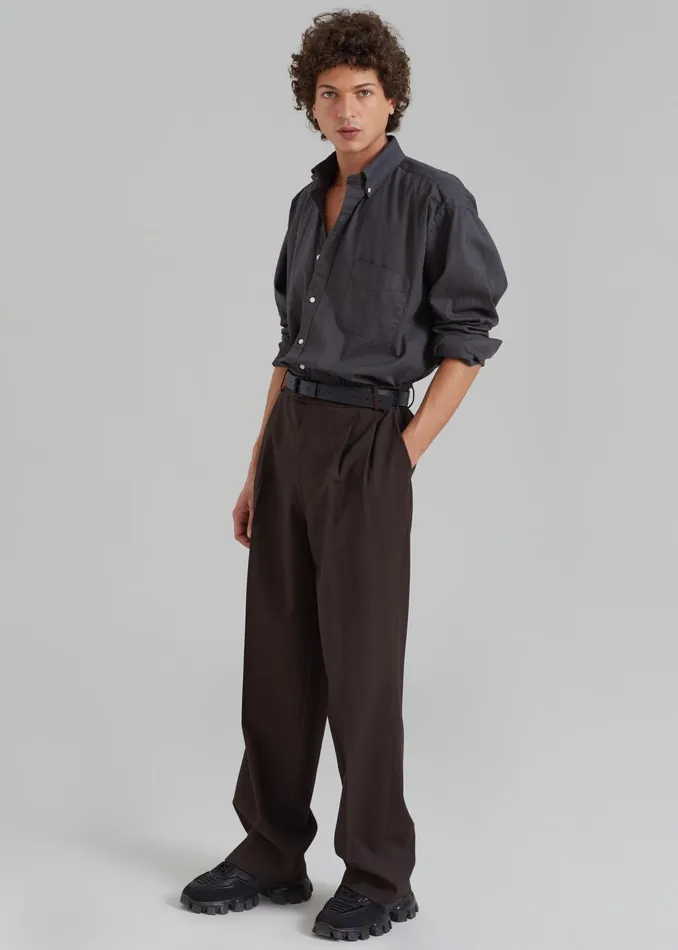 The Frankie Shop Tops Sinclair Shirt 8211 Charcoal 8211 Men