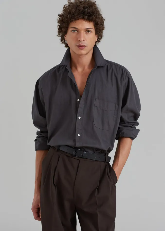 The Frankie Shop Tops Sinclair Shirt 8211 Charcoal 8211 Men
