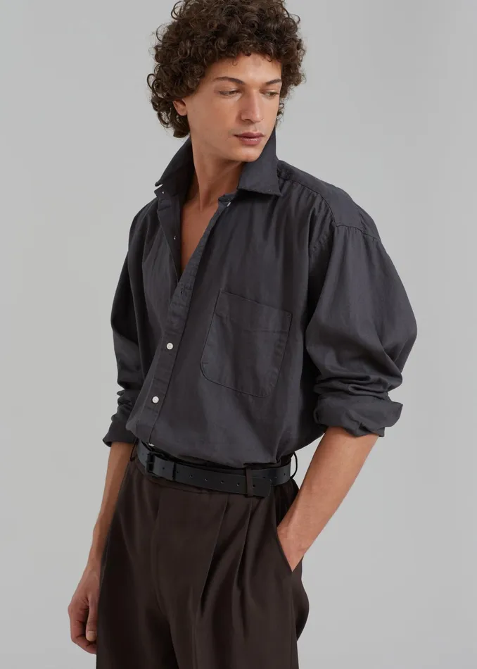 The Frankie Shop Tops Sinclair Shirt 8211 Charcoal 8211 Men