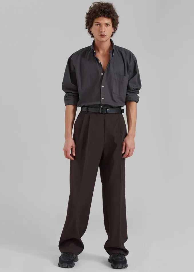 The Frankie Shop Tops Sinclair Shirt 8211 Charcoal 8211 Men