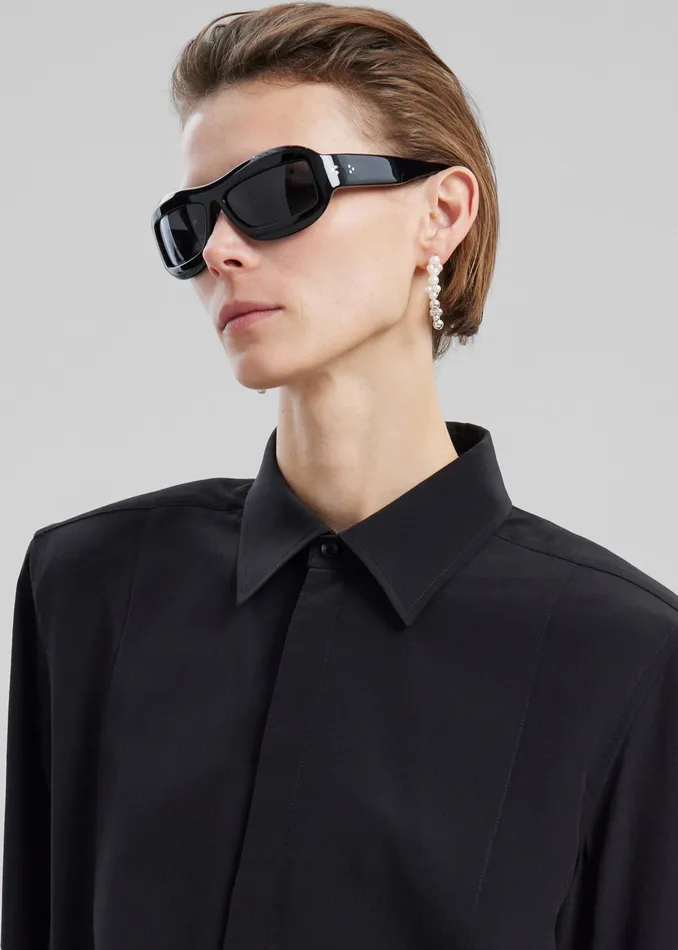 The Frankie Shop Tops Sophie Silky Padded Shirt 8211 Black 8211 Women