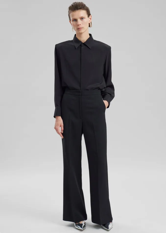 The Frankie Shop Tops Sophie Silky Padded Shirt 8211 Black 8211 Women
