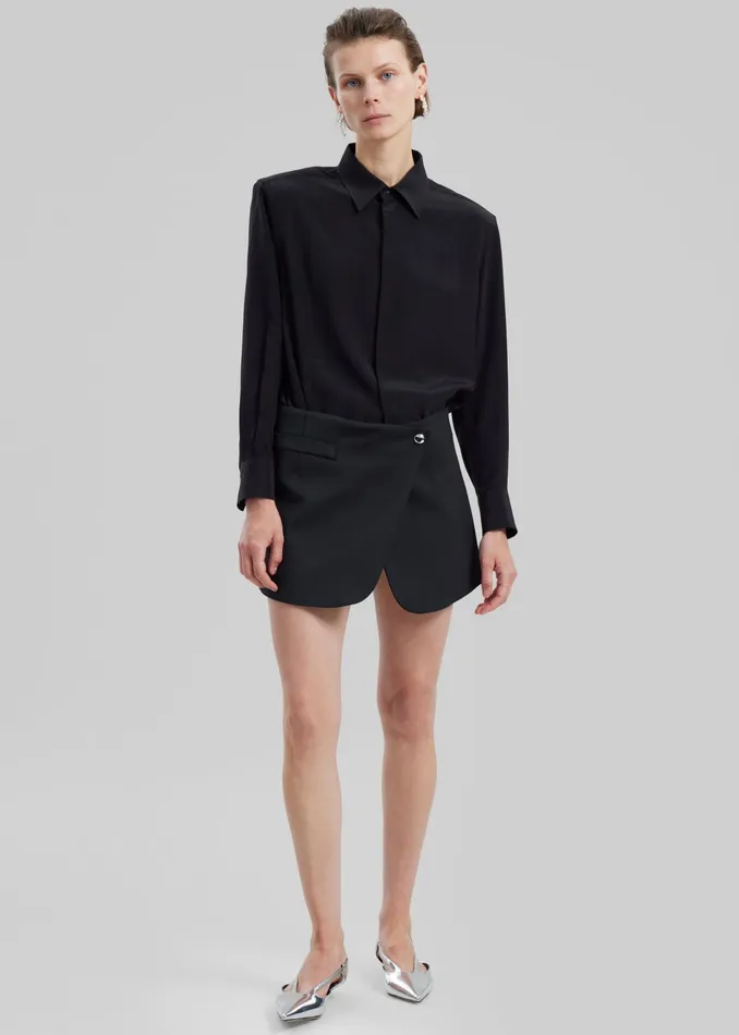 The Frankie Shop Tops Sophie Silky Padded Shirt 8211 Black 8211 Women