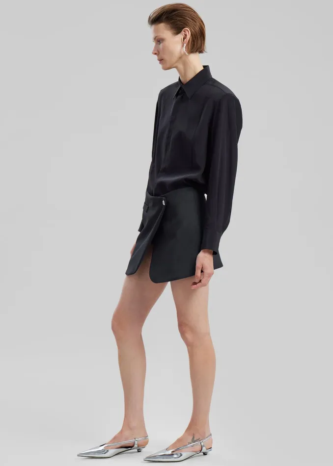 The Frankie Shop Tops Sophie Silky Padded Shirt 8211 Black 8211 Women