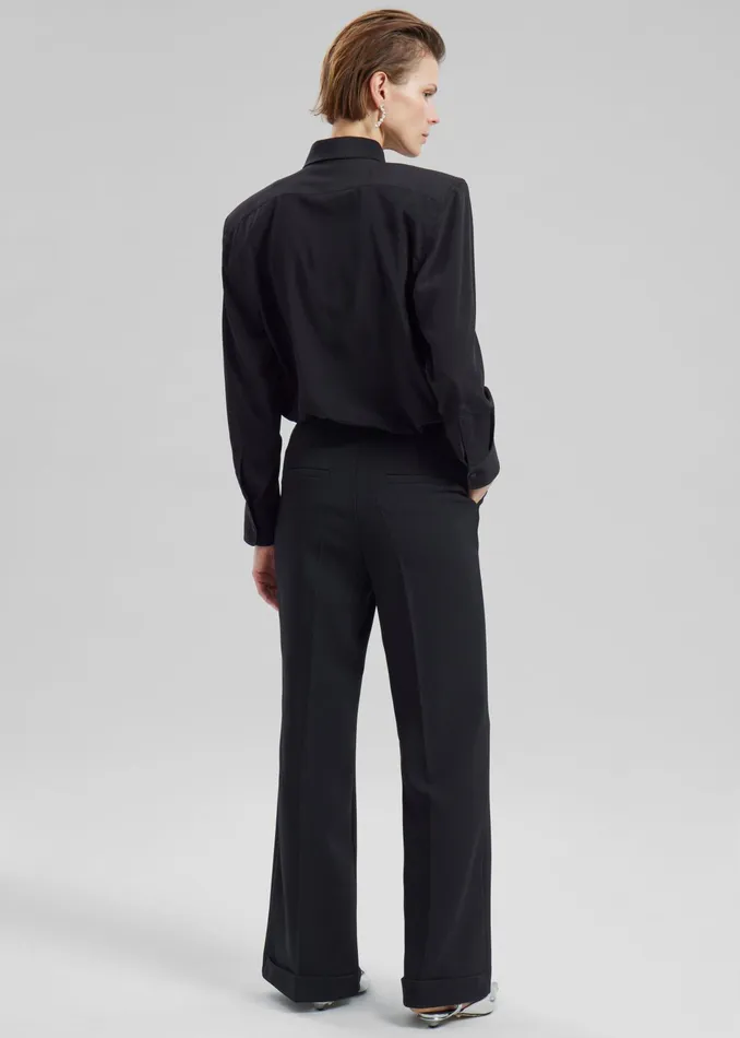The Frankie Shop Tops Sophie Silky Padded Shirt 8211 Black 8211 Women