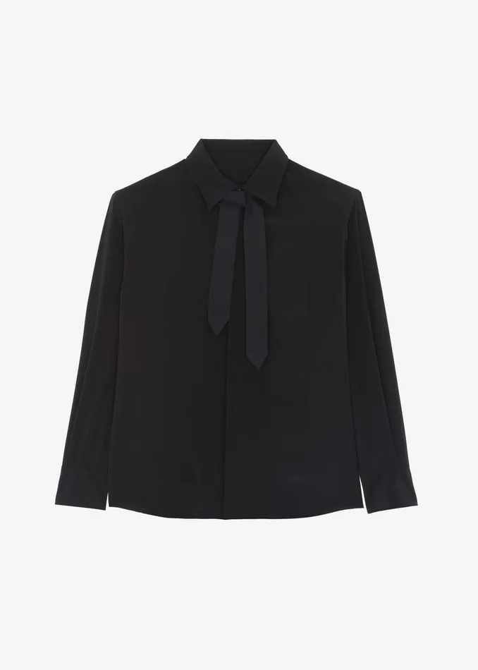 The Frankie Shop Tops Sophie Silky Padded Shirt 8211 Black 8211 Women