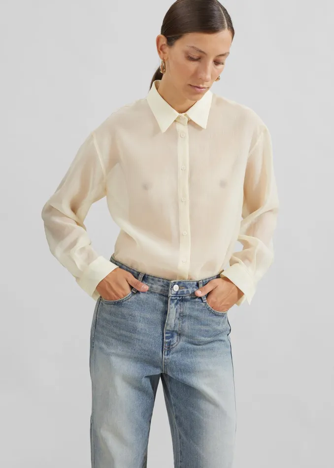 The Frankie Shop Tops Toledo Sheer Shirt 8211 Beige 8211 Women