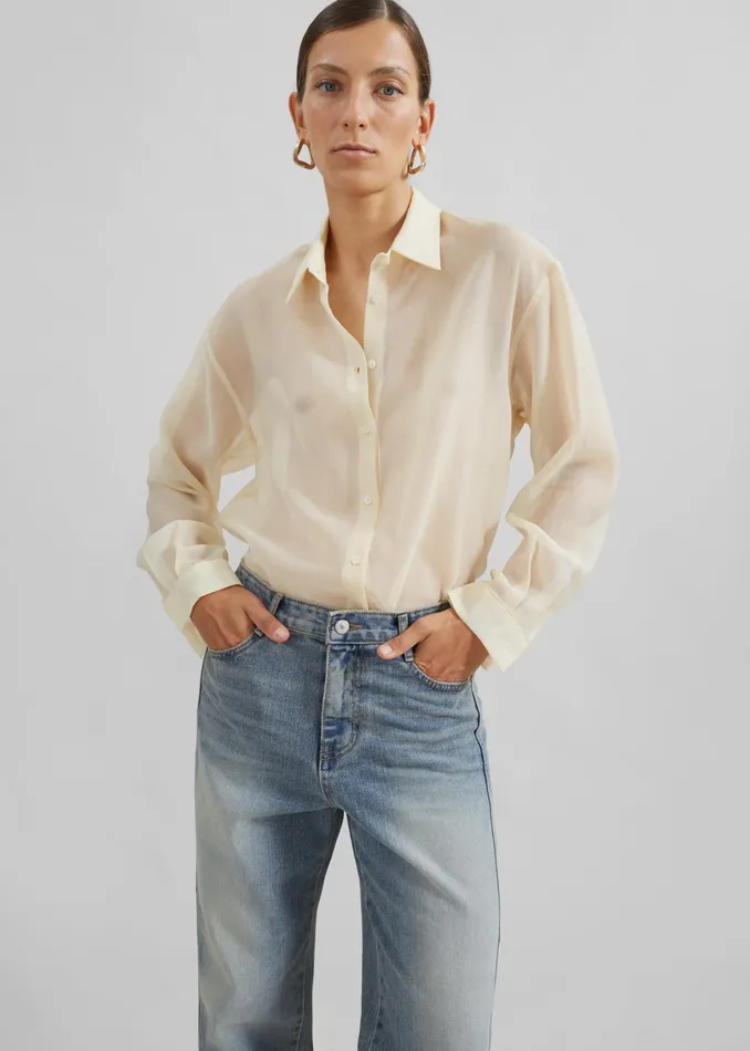 The Frankie Shop Tops Toledo Sheer Shirt 8211 Beige 8211 Women