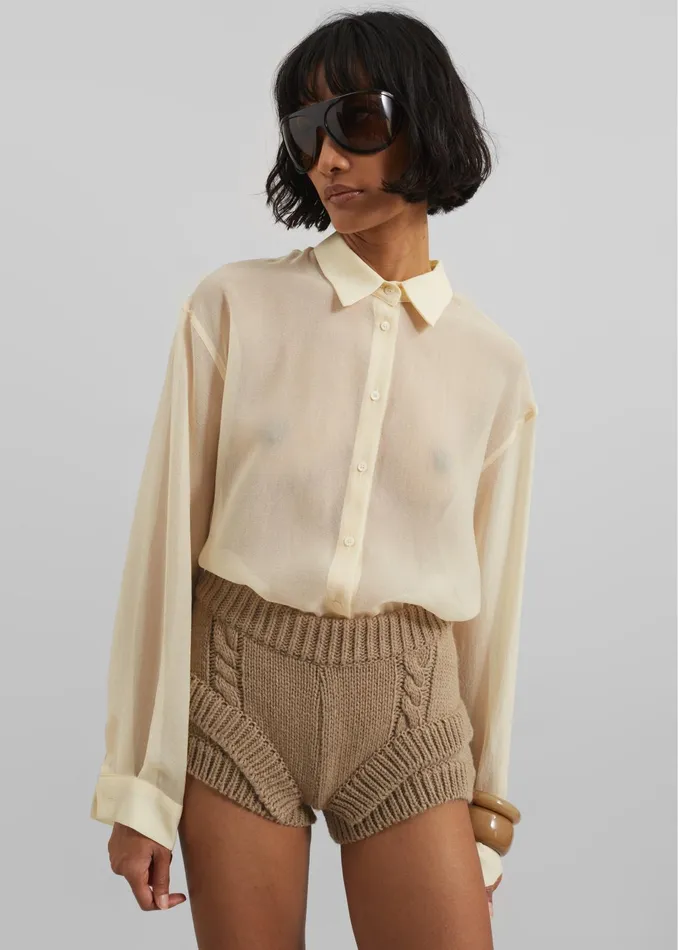 The Frankie Shop Tops Toledo Sheer Shirt 8211 Beige 8211 Women