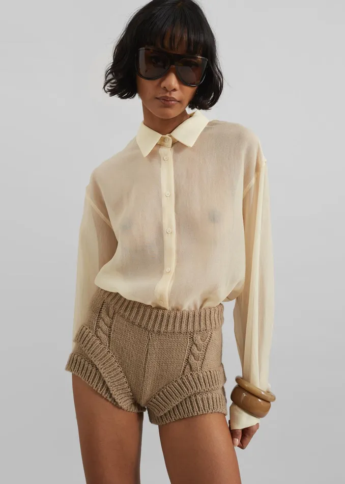 The Frankie Shop Tops Toledo Sheer Shirt 8211 Beige 8211 Women