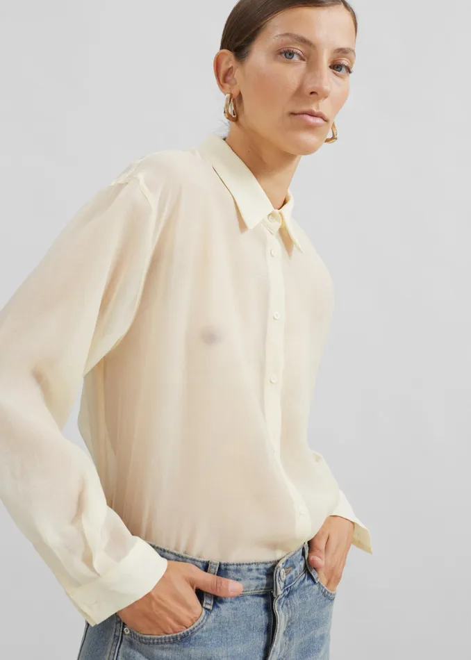 The Frankie Shop Tops Toledo Sheer Shirt 8211 Beige 8211 Women
