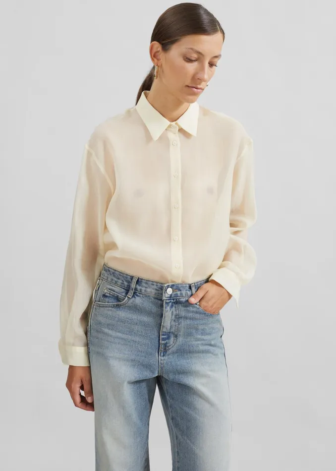 The Frankie Shop Tops Toledo Sheer Shirt 8211 Beige 8211 Women
