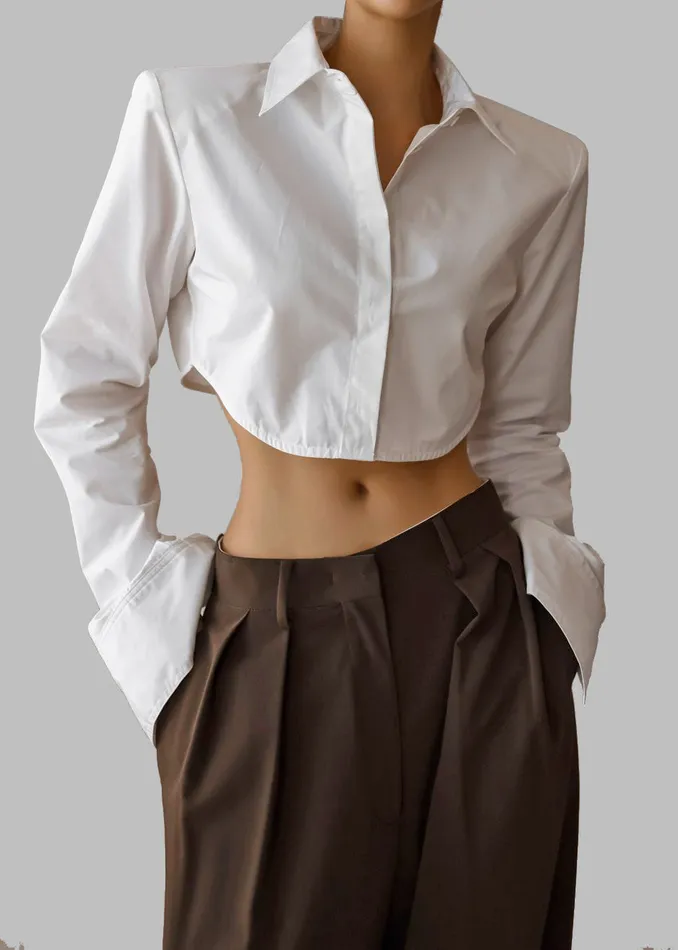 The Frankie Shop Tops Uma Cropped Shirt 8211 White 8211 Women