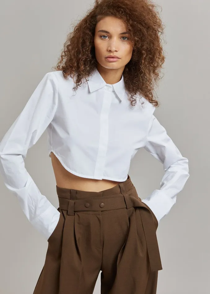 The Frankie Shop Tops Uma Cropped Shirt 8211 White 8211 Women