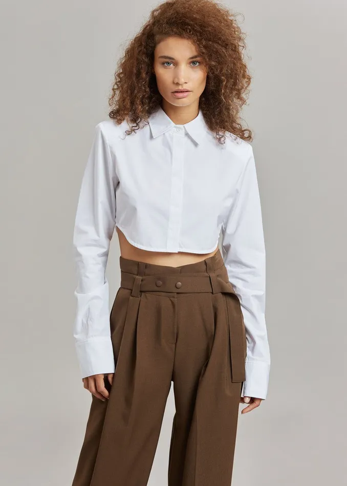 The Frankie Shop Tops Uma Cropped Shirt 8211 White 8211 Women