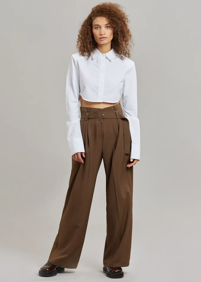 The Frankie Shop Tops Uma Cropped Shirt 8211 White 8211 Women