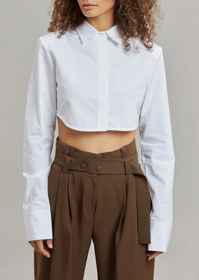 The Frankie Shop Tops Uma Cropped Shirt 8211 White 8211 Women