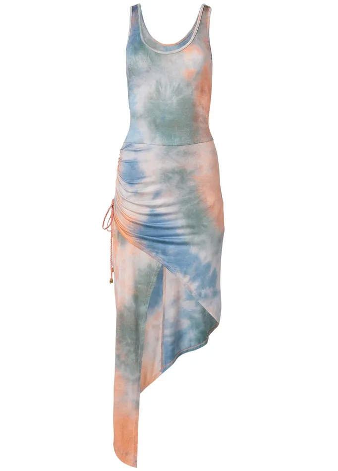 Tie Dye Highlow Dress Green Multi Women VENUS Sundresses