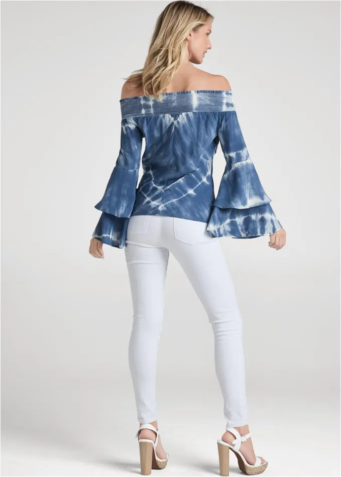 TIE DYE OFFSHOULDER TOP Blue Multi Women VENUS Casual Tops TIE DYE OFFSHOULDER TOP Blue Multi Women VENUS Casual Tops