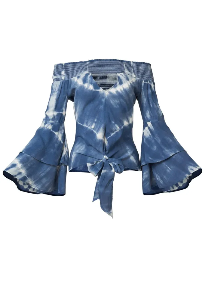 TIE DYE OFFSHOULDER TOP Blue Multi Women VENUS Casual Tops TIE DYE OFFSHOULDER TOP Blue Multi Women VENUS Casual Tops