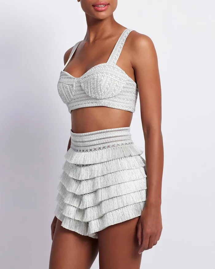 Tops and Bodysuits Women PatBO METALLIC WOVEN CROPPED TOP