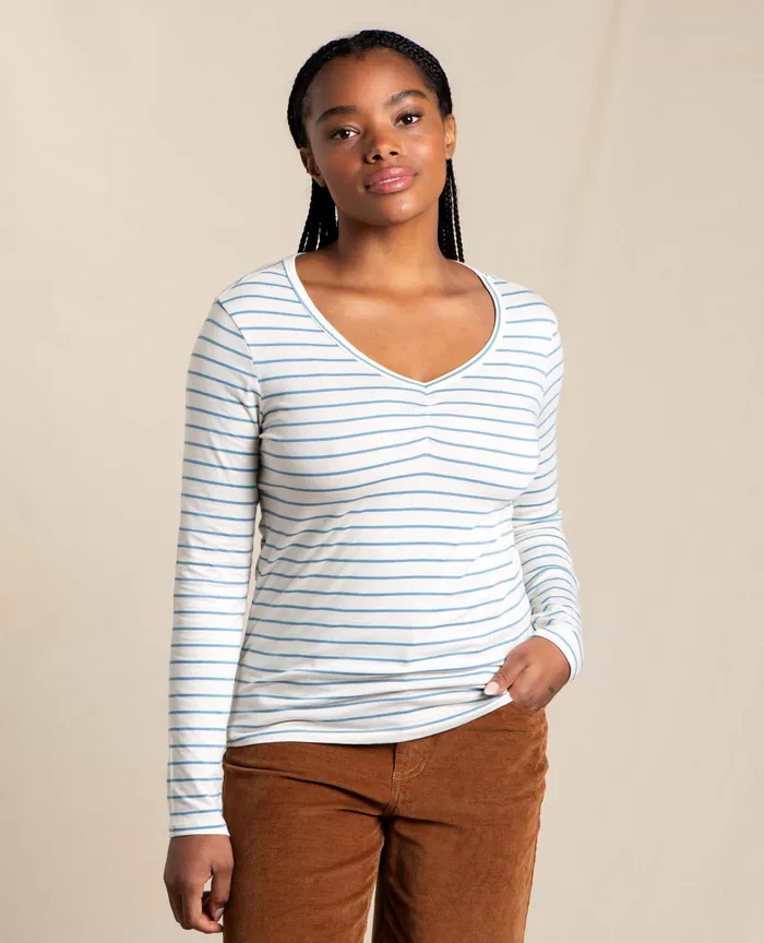 Tops and TShirts Rose Long Sleeve Tee Egret Stripe 8211 ToadandCo Women8217s