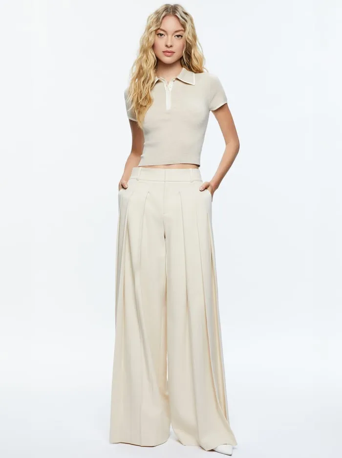 Tops Women Alice Olivia Meda Polo Oatmeal Heathersoft White