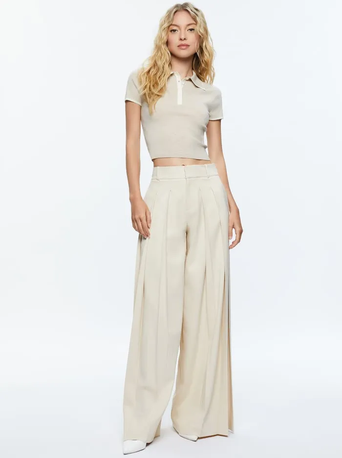 Tops Women Alice Olivia Meda Polo Oatmeal Heathersoft White