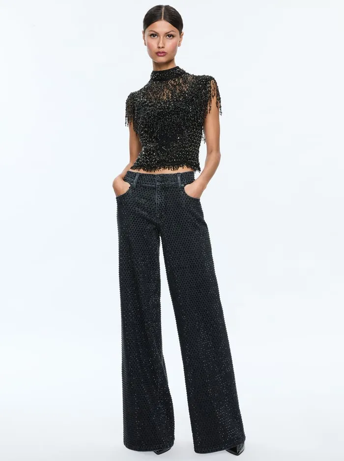Tops Women Alice Olivia Pria Embellished Top Black