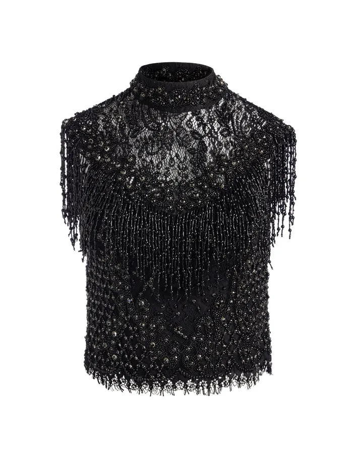Tops Women Alice Olivia Pria Embellished Top Black