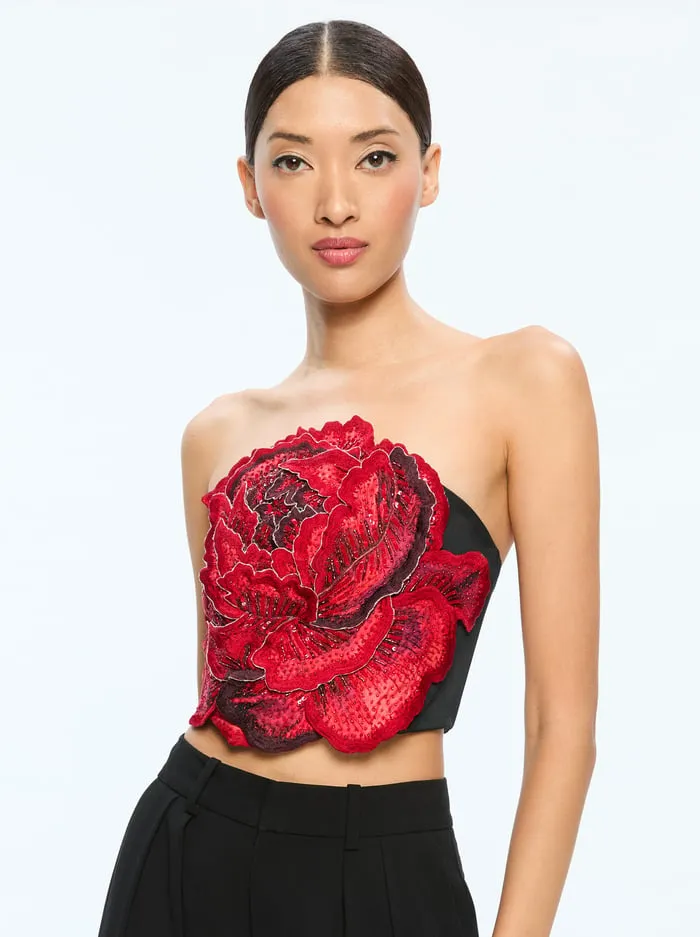 Tops Women Alice Olivia Randie Applique Top Le Parisien Black