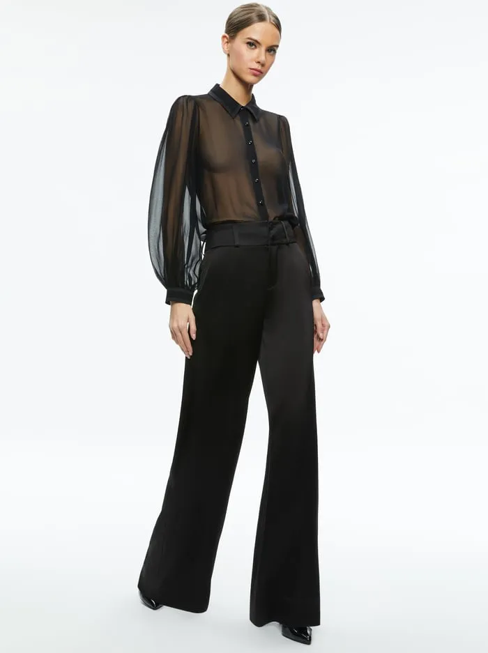 Tops Women Alice Olivia Roanne Sheer Blouse Black