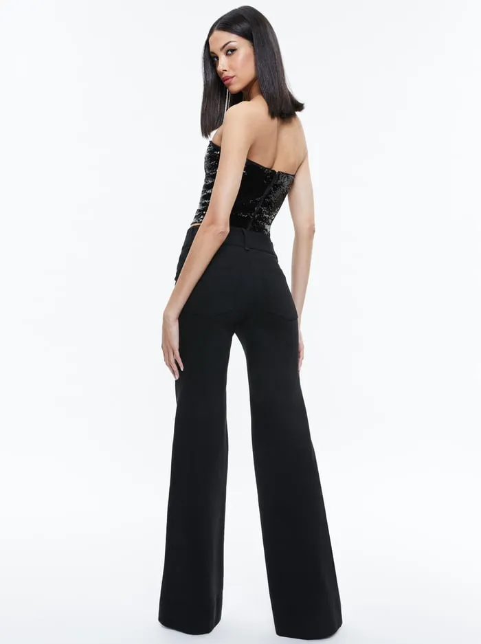Tops Women Alice Olivia Vivi Sequin Cropped Top Black