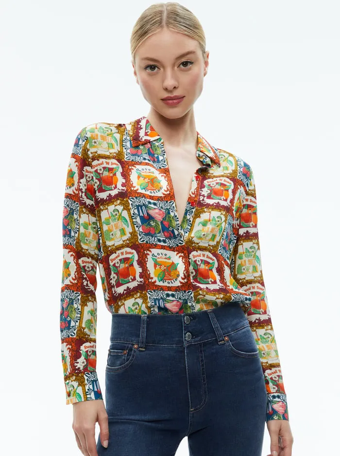 Tops Women Alice Olivia Willa Placket Top A Summer Day