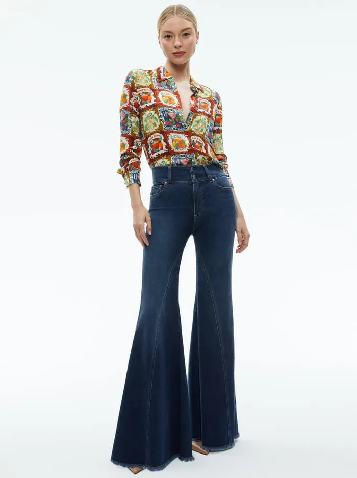Tops Women Alice Olivia Willa Placket Top A Summer Day