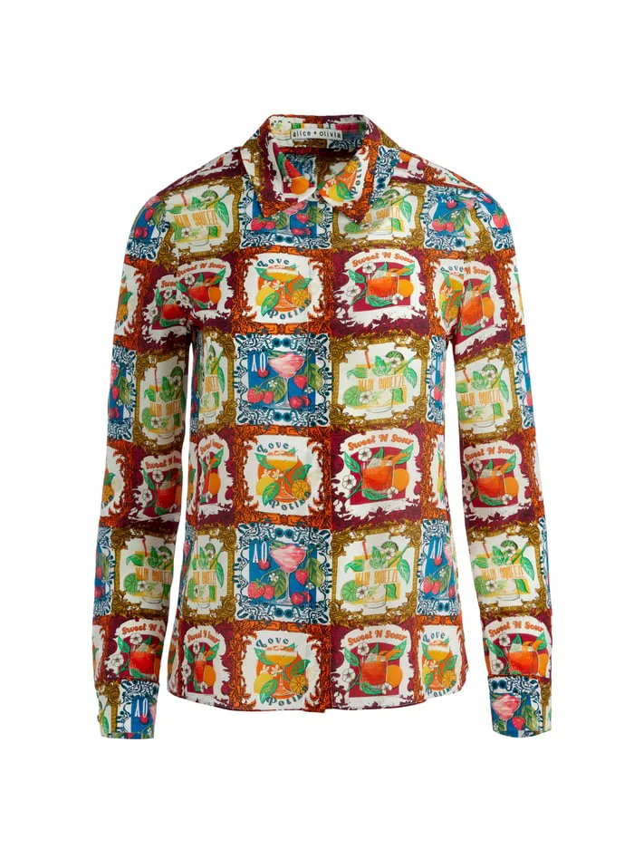 Tops Women Alice Olivia Willa Placket Top A Summer Day