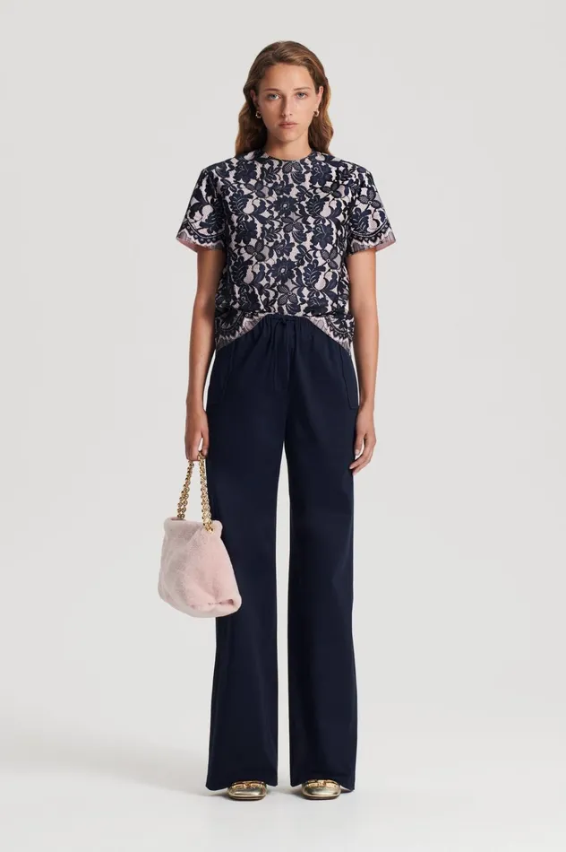 Tops Women Scanlan Theodore BONDED LACE TOP Navy